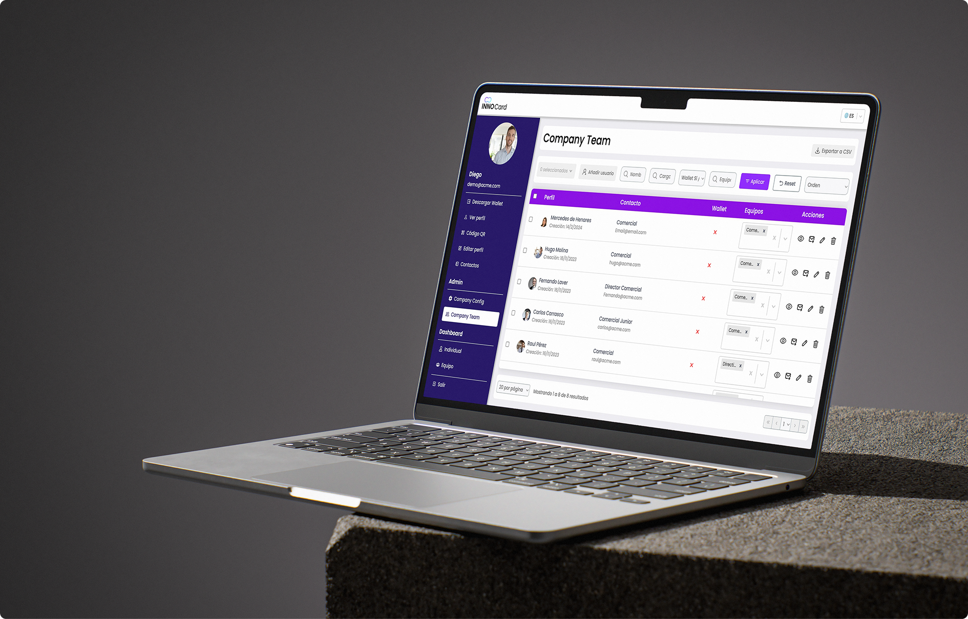 Captura del proyecto Innocard